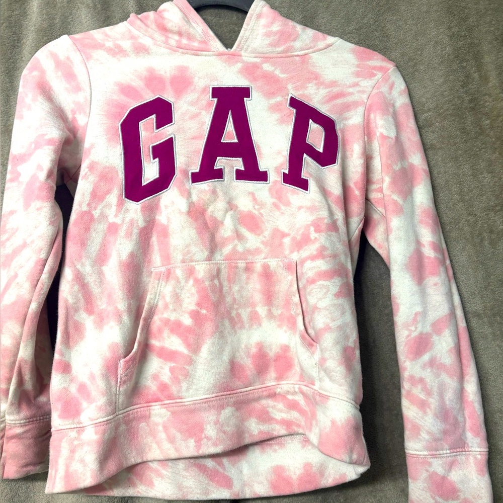 GAP Kids Pink and White Tie-Dye Hoodie